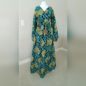 Elegant Patterned Long Sleeve Maxi Dress